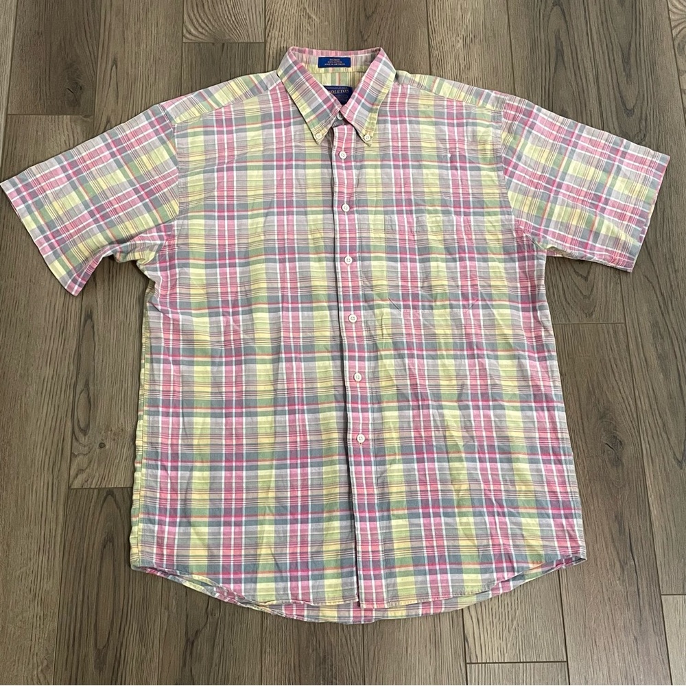 Pendleton‎ Plaid Camp Shirt Short Sleeve Collard Mens Large Multi Colored